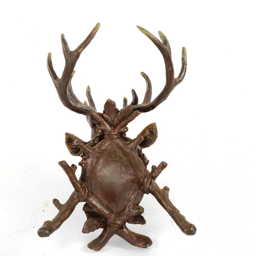 1336 - Bergmann style cold painted bronze stag's head desk stand, height 14cm