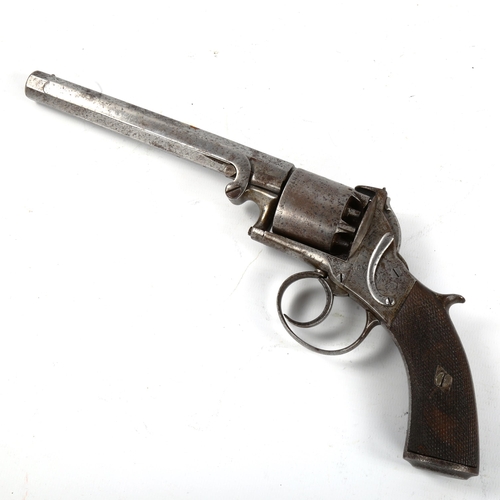 1341 - 19th century Birmingham proof spurless double action engraved 5 shot percussion revolver; engraved w... 