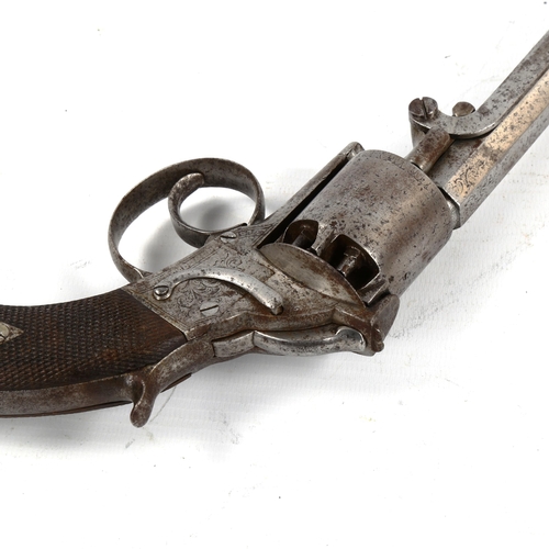 1341 - 19th century Birmingham proof spurless double action engraved 5 shot percussion revolver; engraved w... 