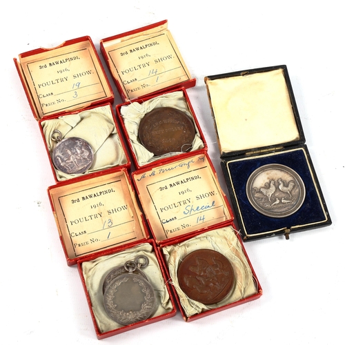 1348 - A group of Poultry related Agricultural and Horticultural Society of India medallions, including thr... 