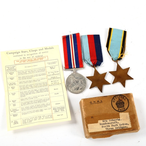 1349 - A trio of Second World War medals, including Aircrew Europe Star, awarded posthumously to Flying Off... 
