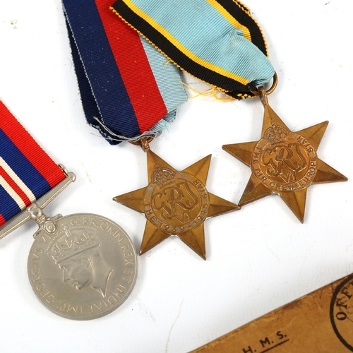 1349 - A trio of Second World War medals, including Aircrew Europe Star, awarded posthumously to Flying Off... 