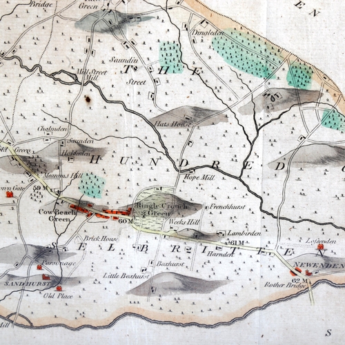 1350 - An Antique hand coloured map of The Hundreds of Great Barnfield and Selbrittenden, image 36cm x 50cm... 