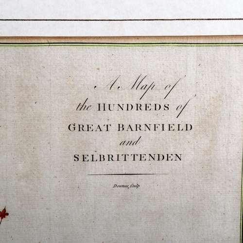 1350 - An Antique hand coloured map of The Hundreds of Great Barnfield and Selbrittenden, image 36cm x 50cm... 