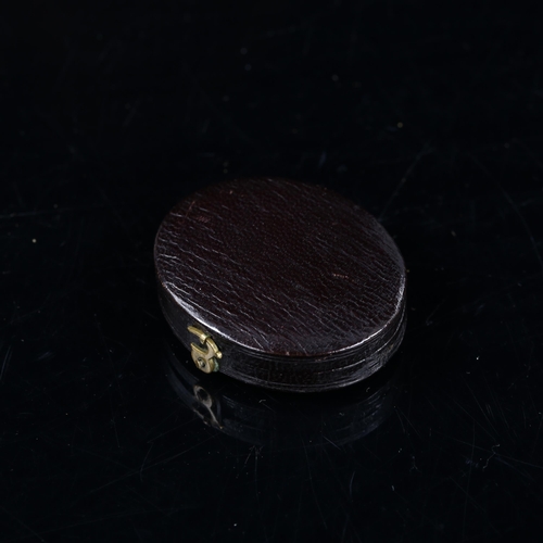 1363 - A miniature gilded silhouette portrait of a gentleman, by Miers & Field, in original leather case, c... 