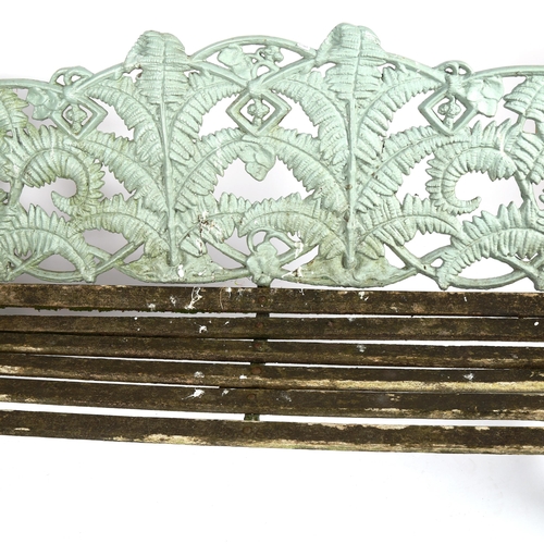 1379 - A Victorian Coalbrookdale cast-iron Fern Pattern garden bench, length 186cm
