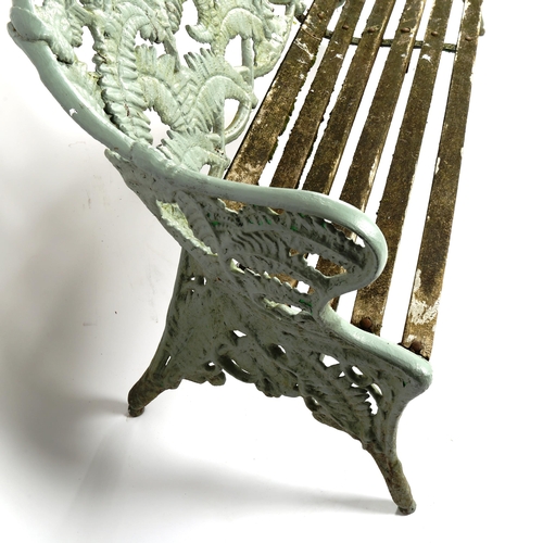 1379 - A Victorian Coalbrookdale cast-iron Fern Pattern garden bench, length 186cm