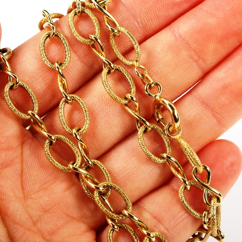 216 - A modern Italian 18ct gold fancy link chain necklace, length 76cm, 14.6g