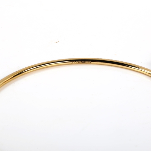 258 - A modern 9ct gold diamond slave bangle, set with single-cut diamonds, total diamond content approx 0... 