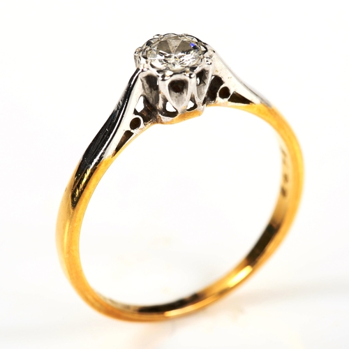 269 - An 18ct gold 0.2ct solitaire diamond ring, illusion set with platinum top and modern round brilliant... 