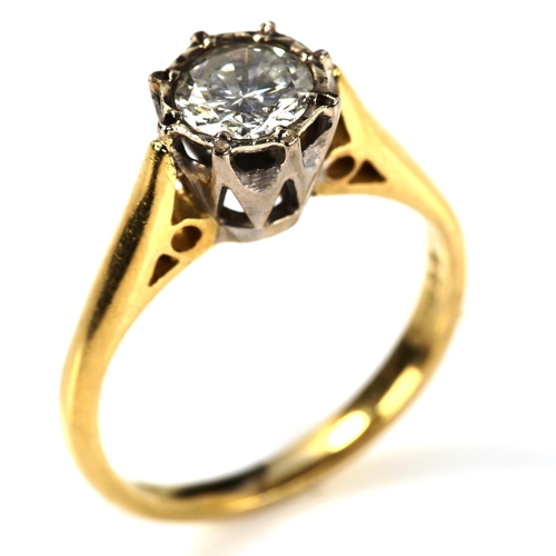 285 - An 18ct gold 0.6ct solitaire diamond ring, illusion set with modern round brilliant-cut diamond, dia... 