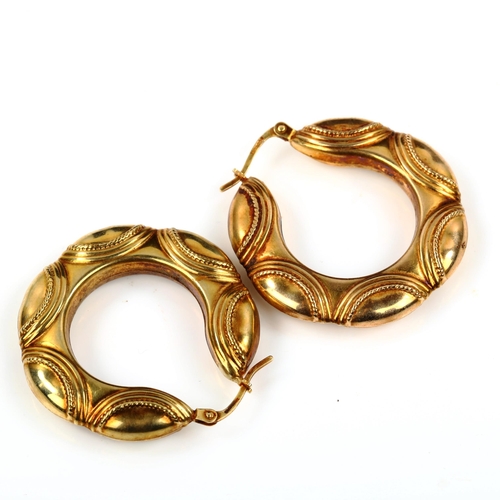 431 - A pair of 9ct gold Creole hoop earrings, earring height 33.3mm, 5.3g