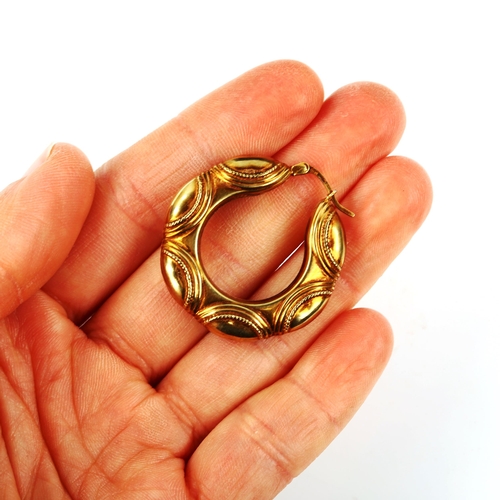 431 - A pair of 9ct gold Creole hoop earrings, earring height 33.3mm, 5.3g