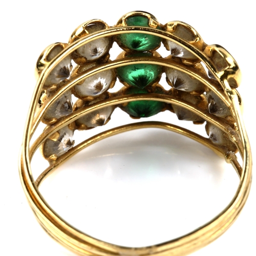 433 - A Continental unmarked gold stone set ring, setting height 14.5mm, size R, 3.9g