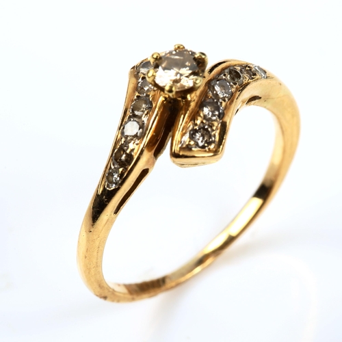 435 - A modern solitaire diamond ring, unmarked gold settings, with modern round brilliant-cut diamond and... 