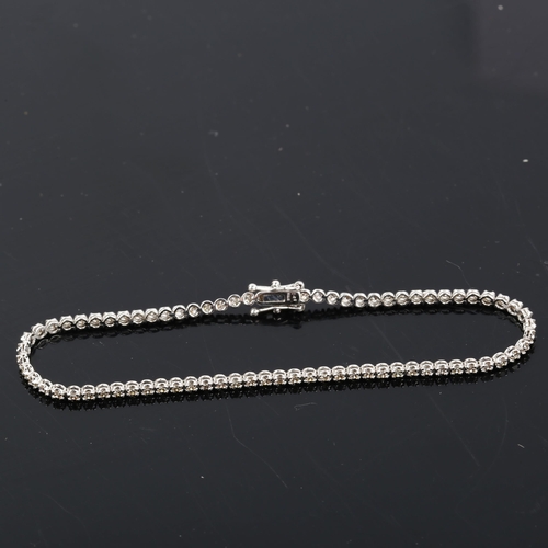 437 - A modern 18ct white gold diamond tennis line bracelet, set with modern round brilliant-cut diamonds,... 