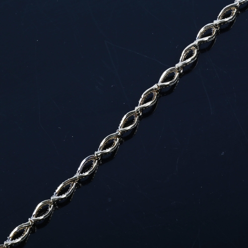 443 - A modern silver-gilt diamond twist tennis bracelet, bracelet length 19cm, 9.5g