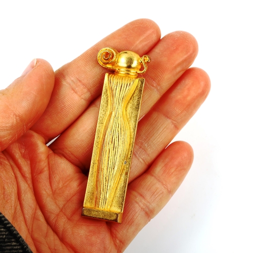 460 - GIVENCHY - a French gilt-metal organza perfume bottle atomiser brooch, brooch length 63.6mm, 21.4g