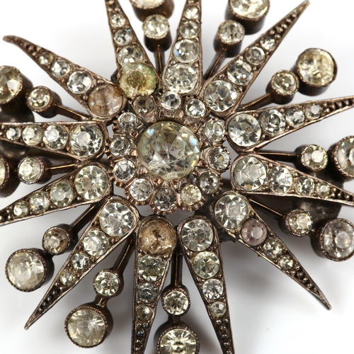 469 - An early 20th century Continental silver and paste starburst brooch, brooch diameter 42.8mm, 14.5g