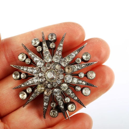 469 - An early 20th century Continental silver and paste starburst brooch, brooch diameter 42.8mm, 14.5g