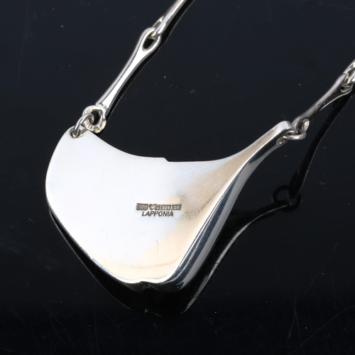 481 - LAPPONIA - A Vintage Finnish stylised sterling silver fold pendant necklace, designed by Bjorn Wecks... 