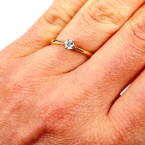 492 - An 18ct gold 0.15ct solitaire diamond ring, set with old European-cut diamonds, size M, 1.9g