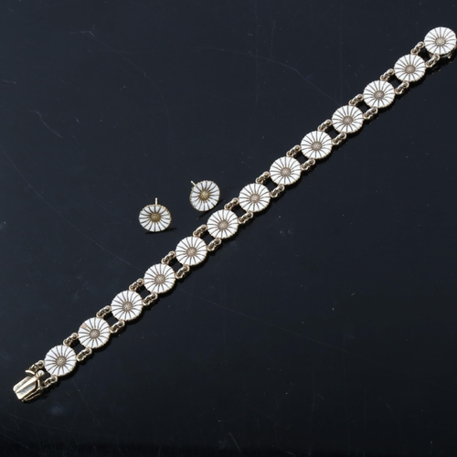 500 - ANTON MICHELSEN - a Danish vermeil sterling silver and white enamel daisy pattern matching bracelet ... 