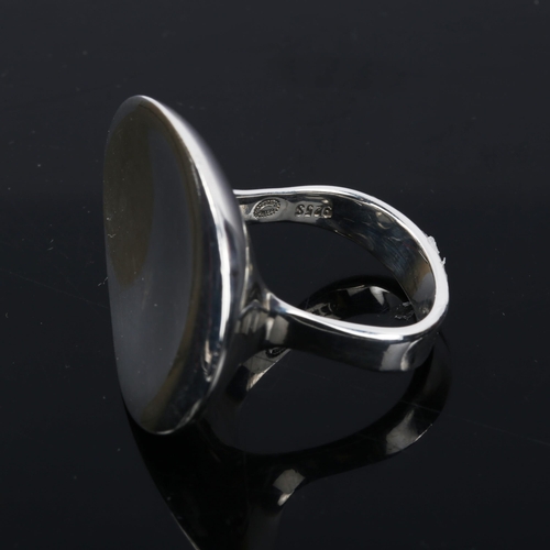 505 - GEORG JENSEN - a large Danish sterling silver Serenity ring, designed by Vivianna Torun Bulow-Hube, ... 