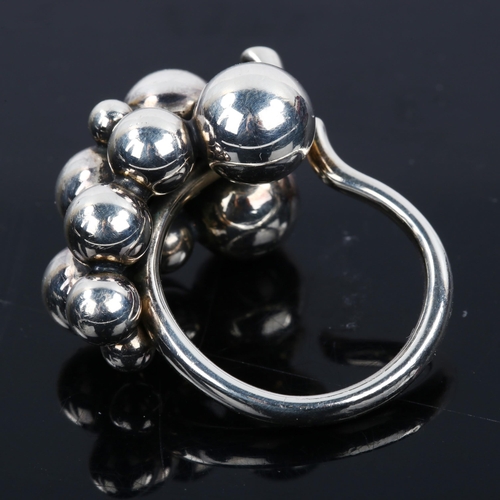 507 - GEORG JENSEN - A Danish sterling silver Moonlight Grapes ring, model no. 57, setting height 20.4mm, ... 