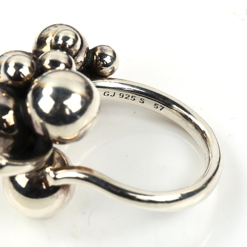 507 - GEORG JENSEN - A Danish sterling silver Moonlight Grapes ring, model no. 57, setting height 20.4mm, ... 