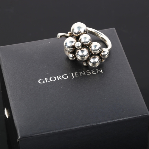 507 - GEORG JENSEN - A Danish sterling silver Moonlight Grapes ring, model no. 57, setting height 20.4mm, ... 