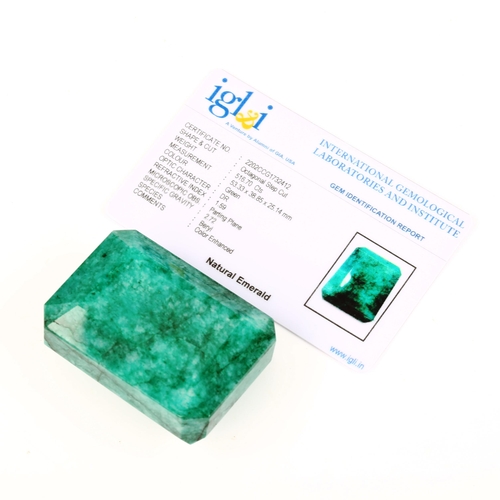 519 - An unmounted 516.70ct emerald-cut emerald, 53.33mm x 38.85mm x 25.14mm, 103.4g, with IGL & I report ... 