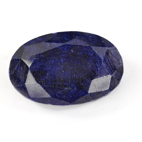 521 - An unmounted 480.8ct oval mixed-cut sapphire, 52.90mm x 34.85mm x 23.45mm, 96.1g, with GLI report ca... 