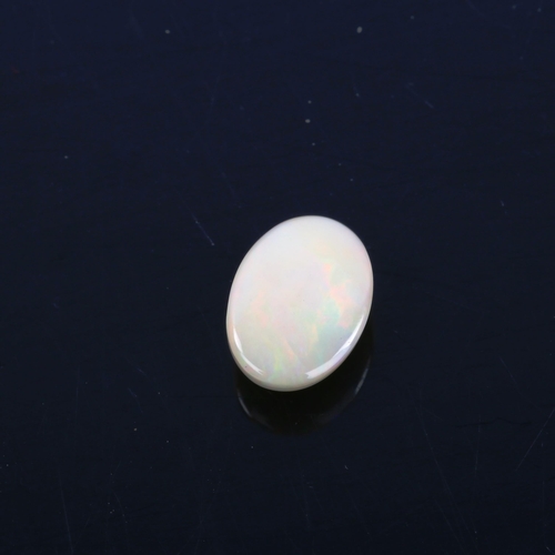 526 - An unmounted 2.81ct oval cabochon white opal, 11.64mm x 8.50mm x 4.97mm, with IGL & I report card