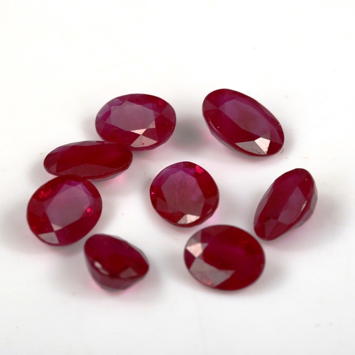 528 - 8 unmounted oval mixed-cut rubies, 1.4g total