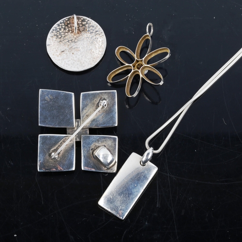 558 - Various Scandinavian silver jewellery, comprising 2 x pendants and 2 x brooches, makers include Akse... 