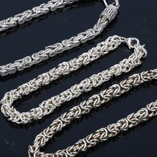 568 - 3 Danish silver Viking Revival birdcage link chain bracelets, all 19cm long, 64.1g total (3)