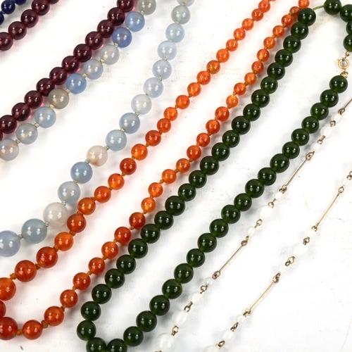 570 - Various gemstone bead necklaces, including chalcedony