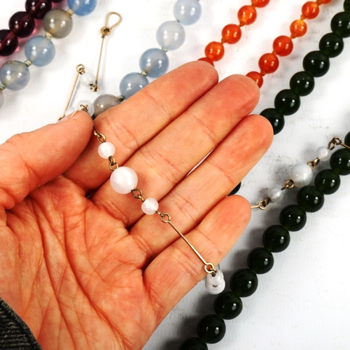 570 - Various gemstone bead necklaces, including chalcedony