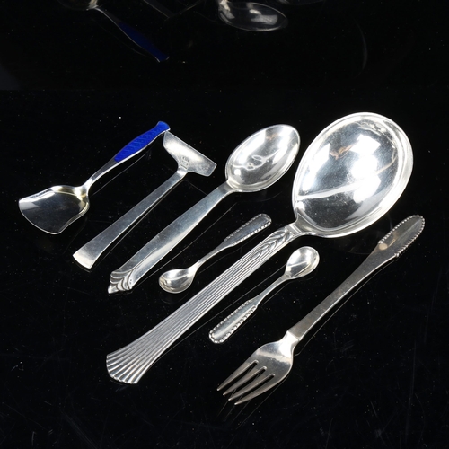 748 - Various Danish silver flatware, maker's include Georg Jensen and Evald Nielsen