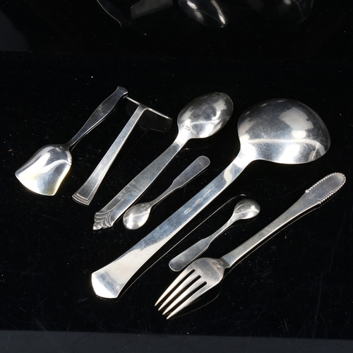 748 - Various Danish silver flatware, maker's include Georg Jensen and Evald Nielsen