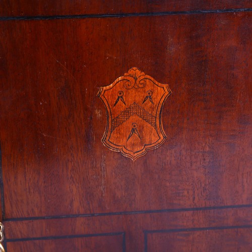 1167 - A Victorian mahogany stationery box, with inlaid armorial crest, width 25cm, and a small mahogany ca... 