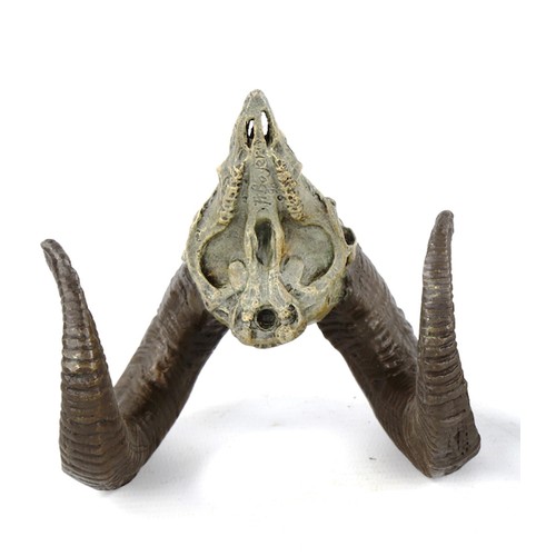 1329 - Cold painted and patinated bronze ram skull, height 8cm