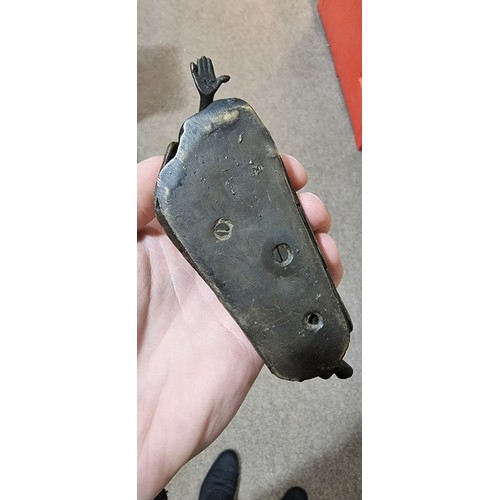 1313 - Austrian cold painted bronze erotic sculpture, reclining woman with removeable covers, length 14cm