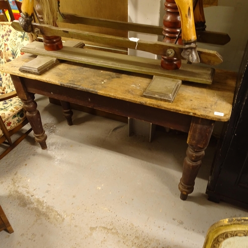 2787 - A Victorian rectangular pine side table, on baluster turned legs, L137cm, H71cm, D50cm