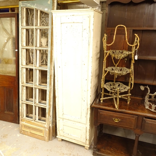 2793 - A Victorian painted pine sentry box style cupboard, with panelled door and drawer under, W53cm, H183... 