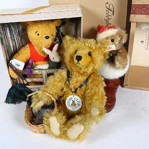 100 - 3 boxed teddy bears, including Steiff Club Edition 1997/98, Blond 21cm, and Winnie The Pooh and Pigl... 