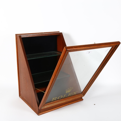 3 - A shop counter table-top display cabinet, marked Rolex, W36cm, H47cm, D33cm