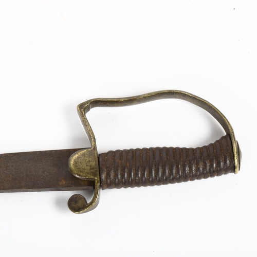 40 - A 19th century British Naval sword, with ribbed steel grip, blade length 72cm