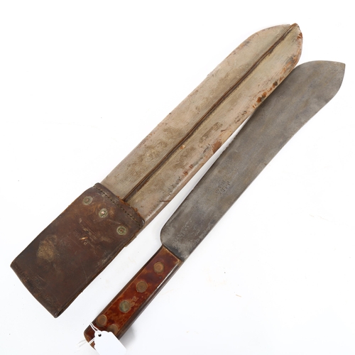 46 - A Second World War Period British Army issue machete, maker's marks JJB dated 1943, in original shea... 